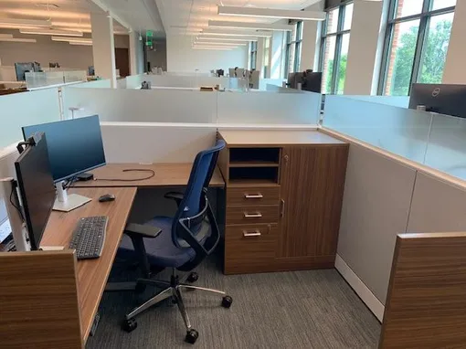 A room with a desk and a chair